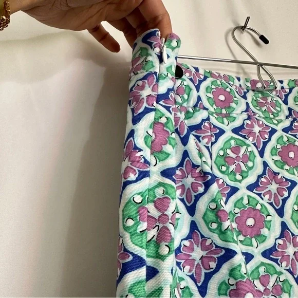 Talbots Women's A-Line Canvas Skirt Medallion Floral Print Green Blue Pink sz 10 - Picture 10 of 13